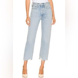 new Agolde 90s mid rise straight crop in Nerve light wash